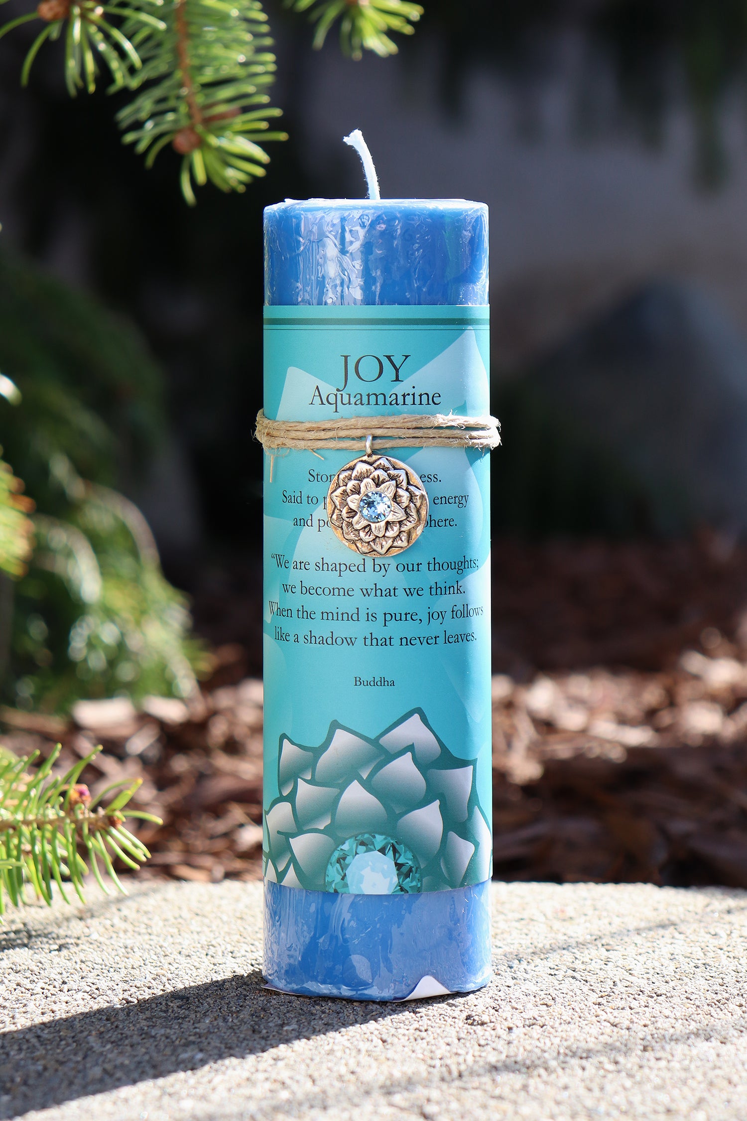 Joy Aquamarine Lotus Pendant Candle