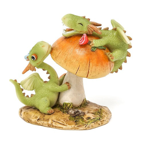Mini Dragon Frolicking on Mushroom