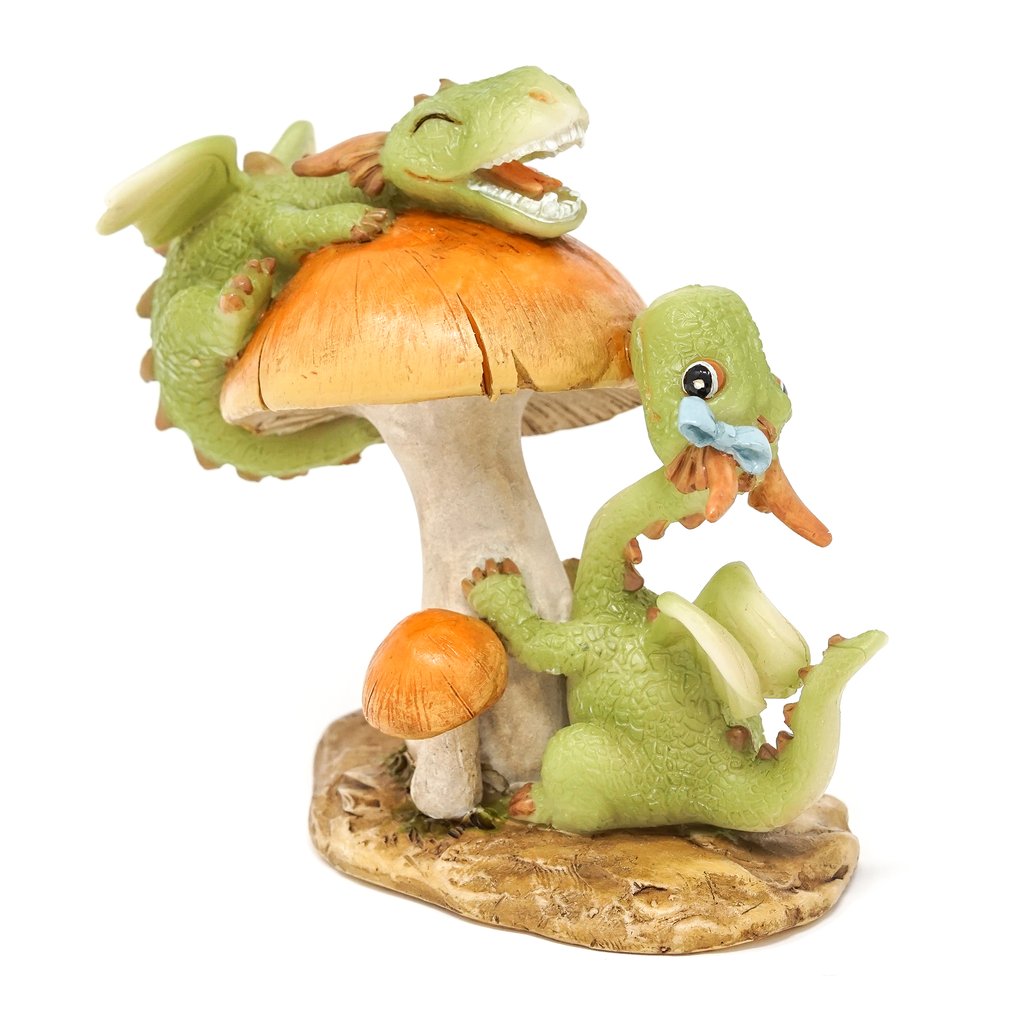 Mini Dragon Frolicking on Mushroom