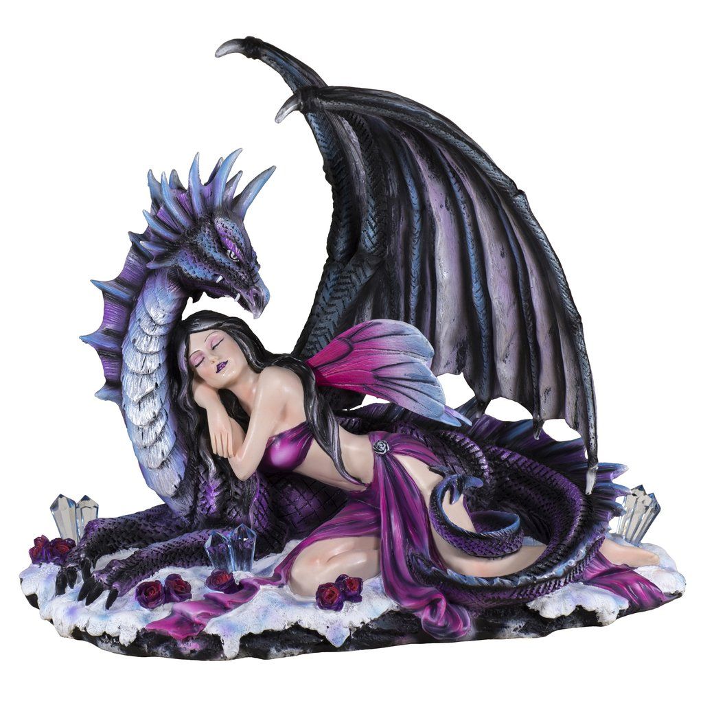 Sleeping Rose Fairy with Dragon Figurine