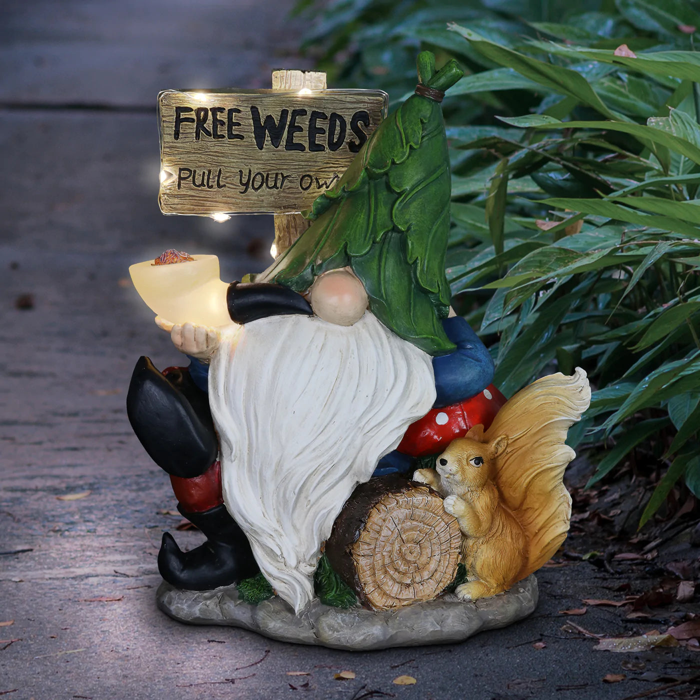 Free Weeds Solar Garden Gnome
