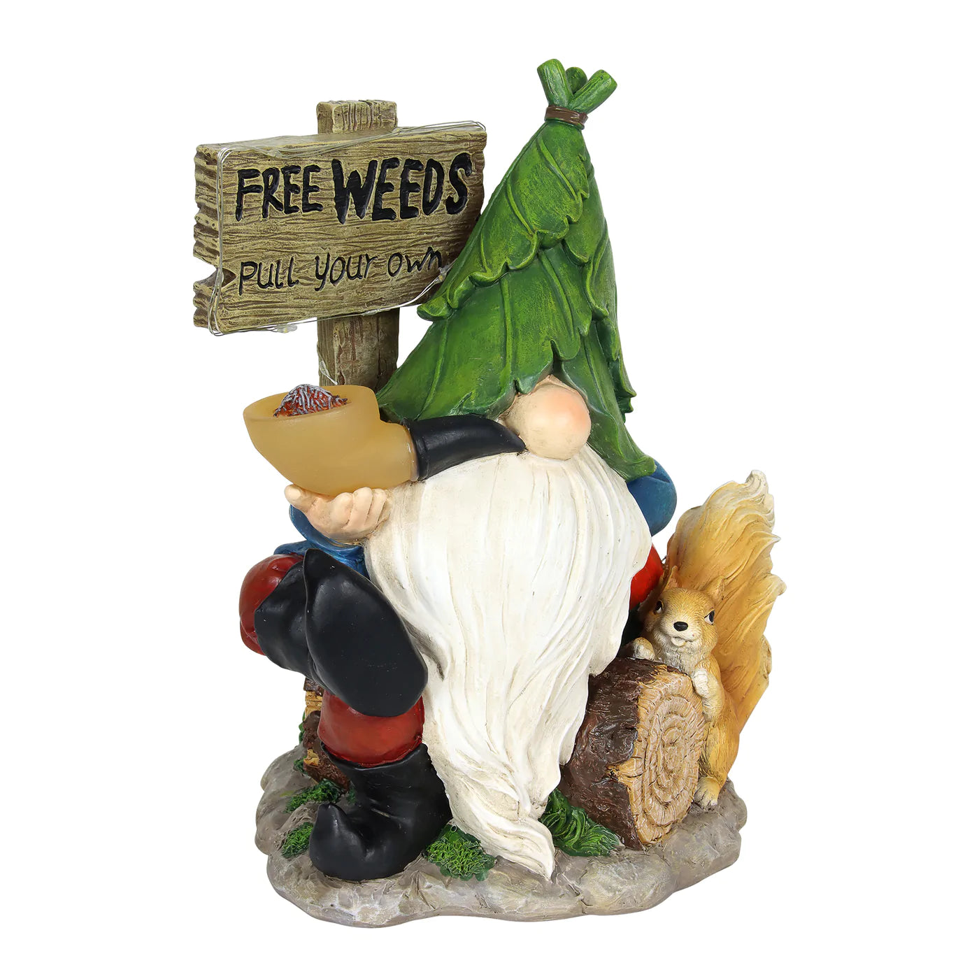 Free Weeds Solar Garden Gnome