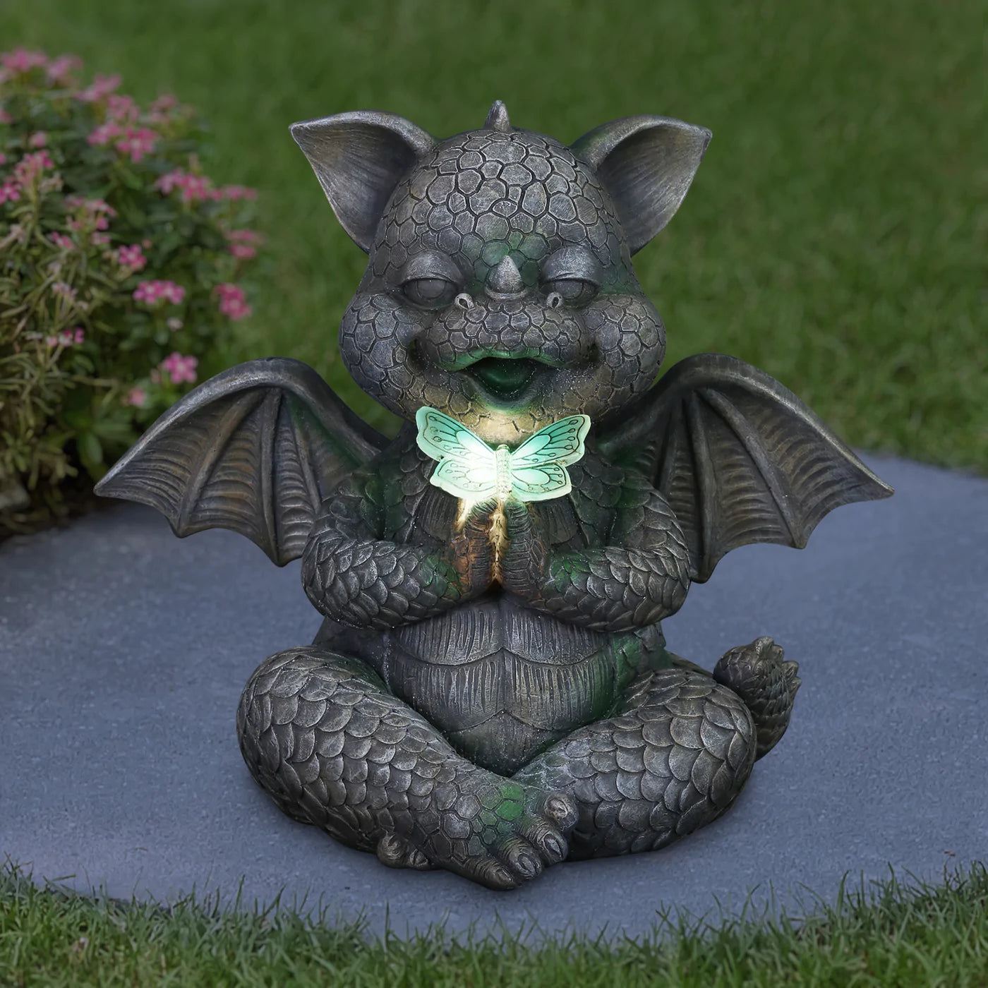 Praying Garden Dragon with Solar Butterfly