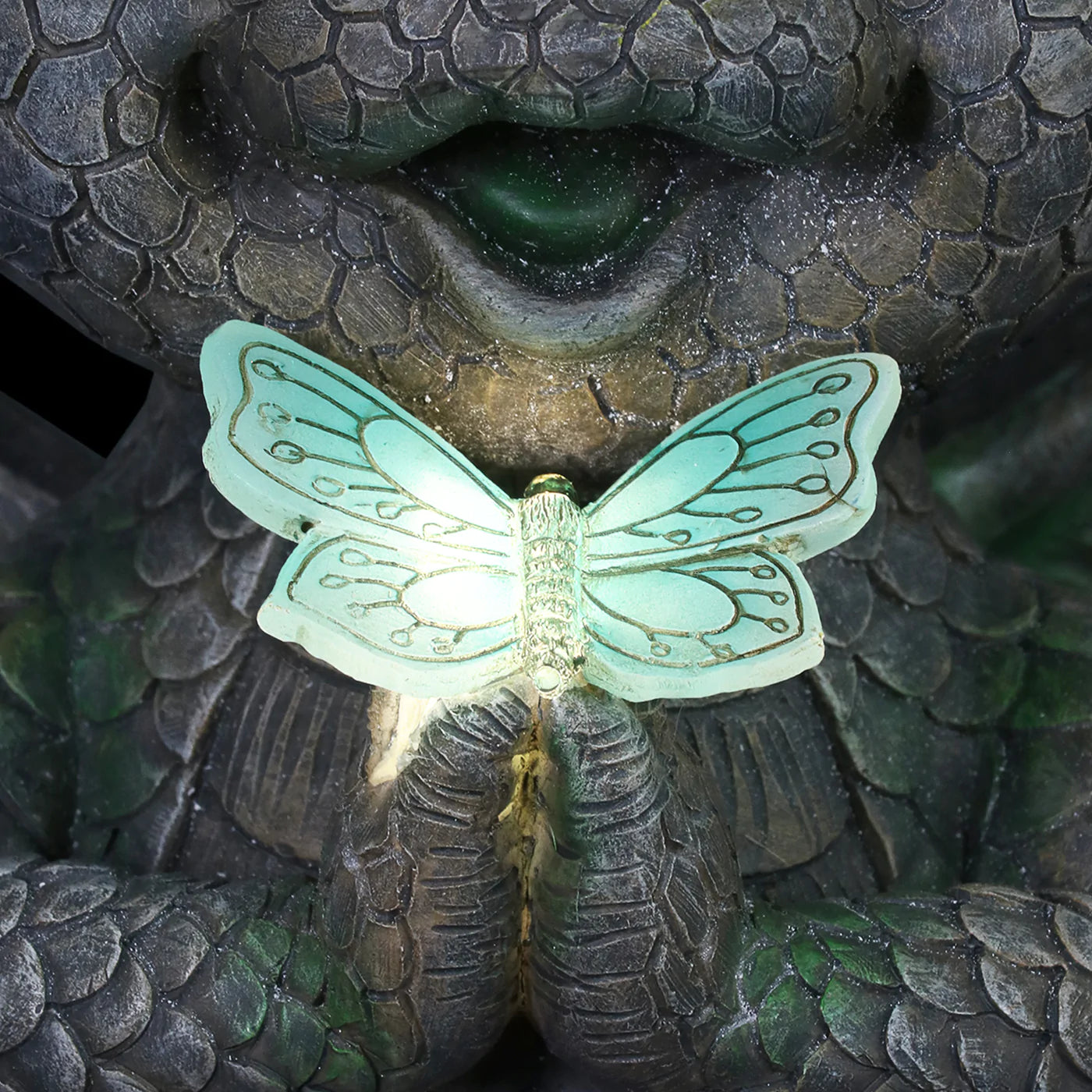 Praying Garden Dragon with Solar Butterfly