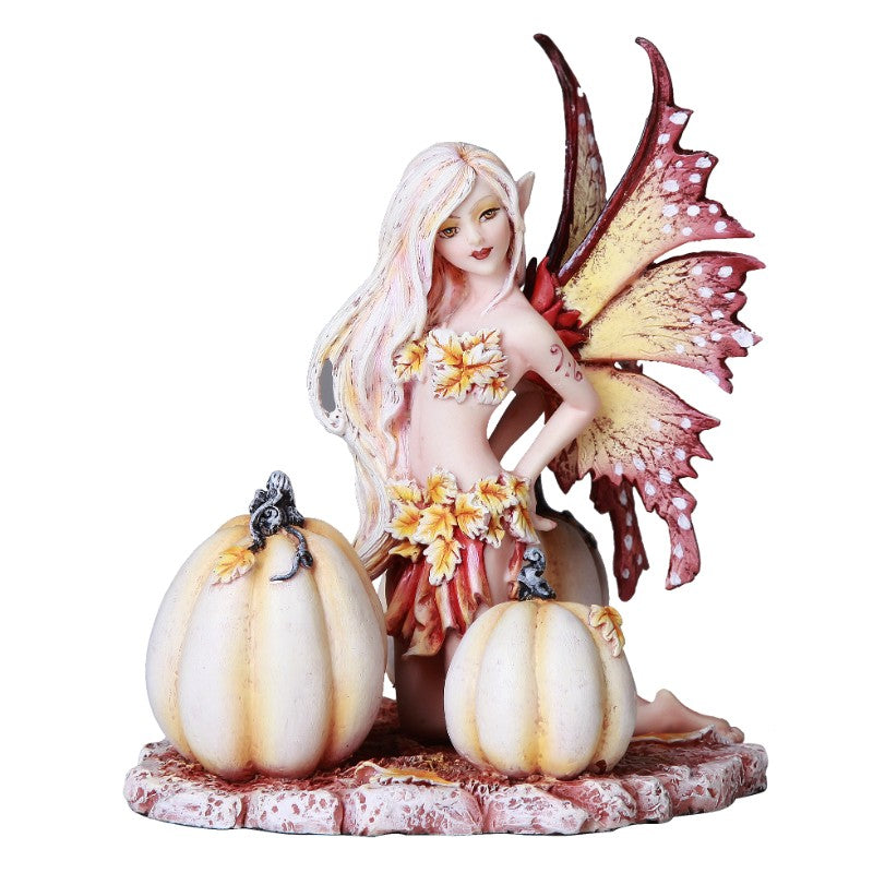 Autumn White Pumpkin Fairy Figurine