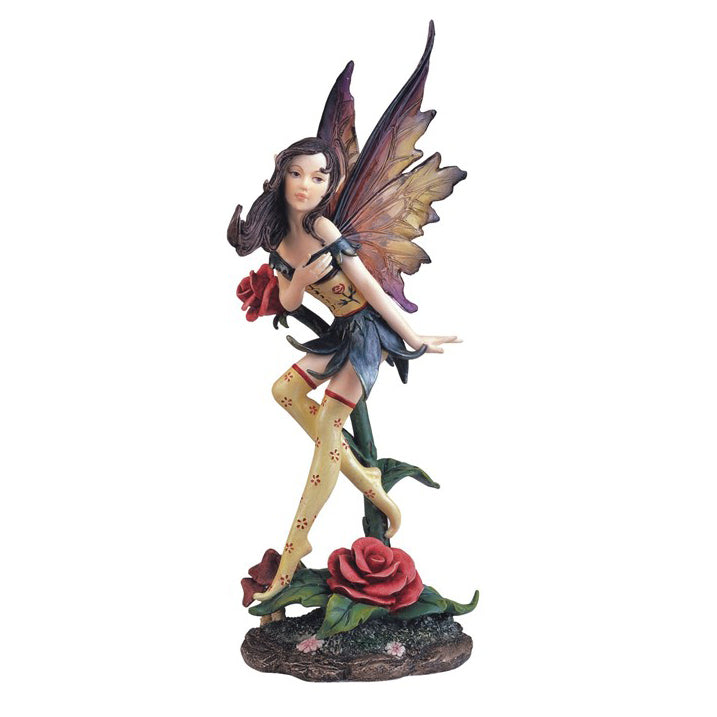 Rose Fairy Figurine with Translucent Wings
